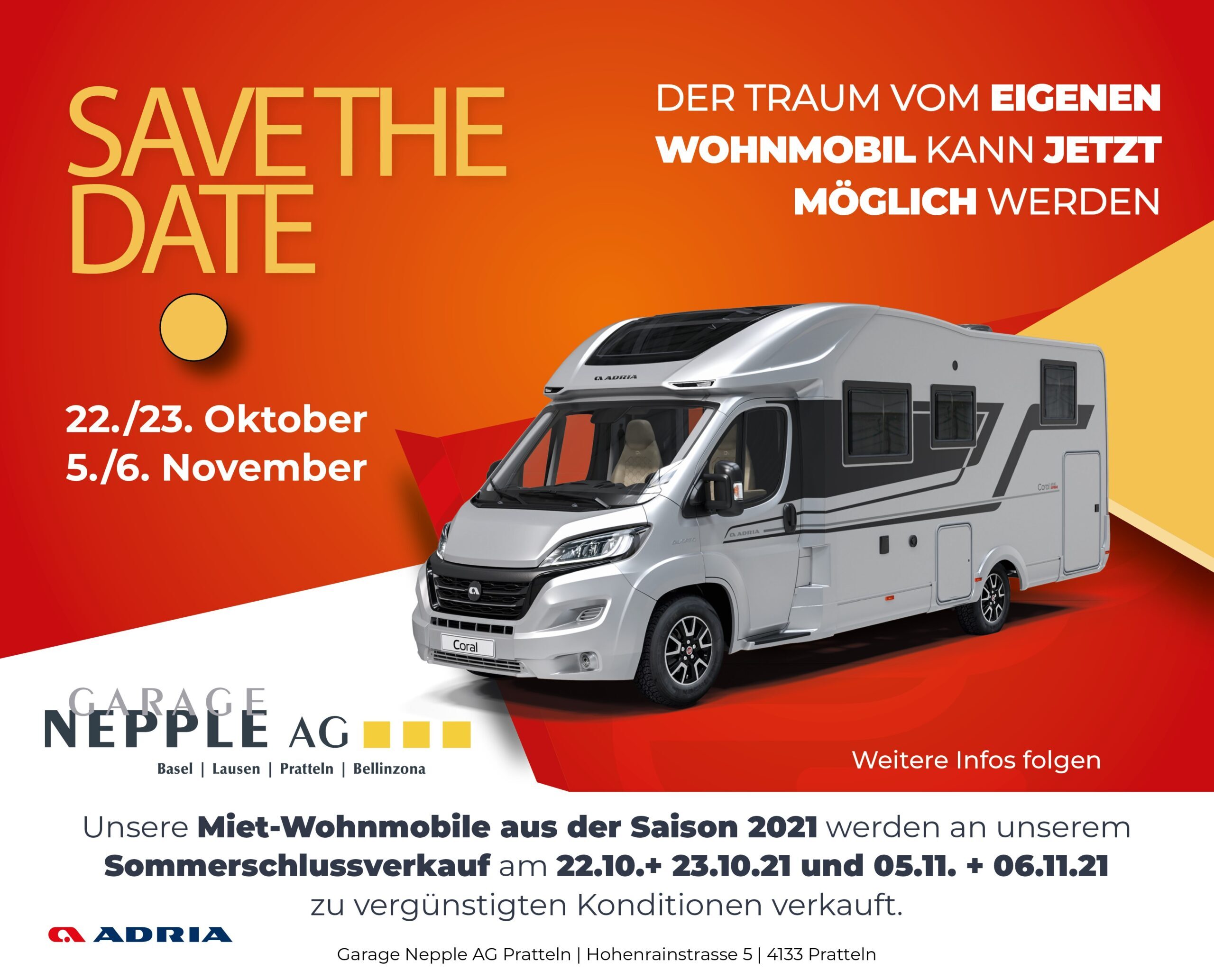 Save the date - Sommerschlussverkauf Wohnmobile